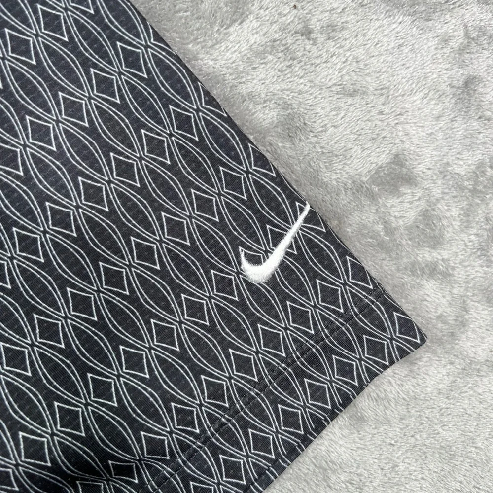 VTG Nike Golf Polo Shirt Men L Black White Geometric Diamond Stretch Performance
